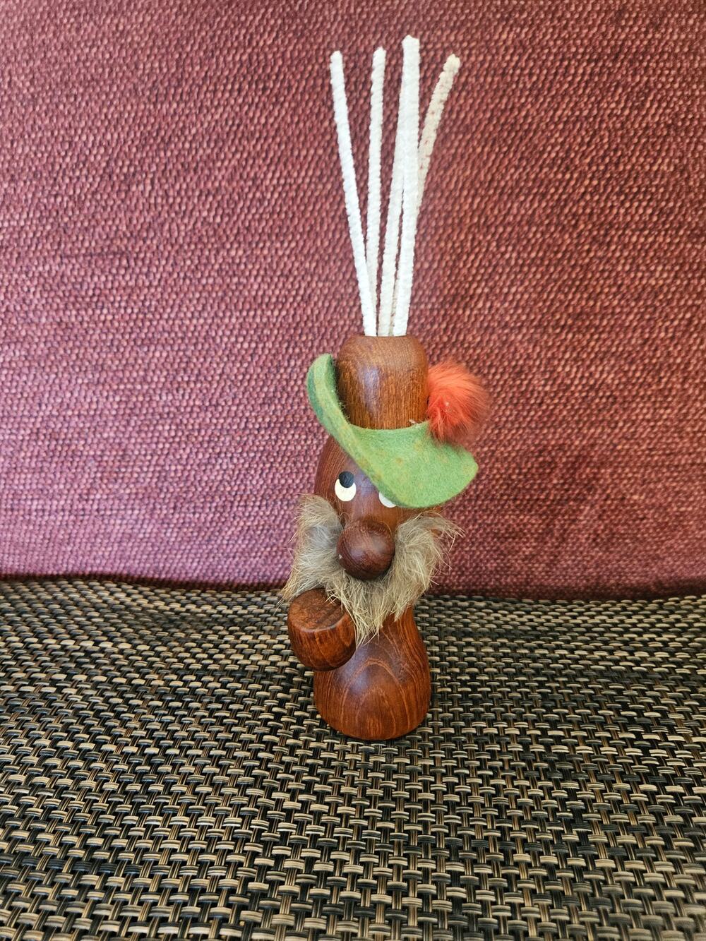 Vintage Mid Century Teak Pipe Cleaner Holder Denmark Comical Figure Tobacciana